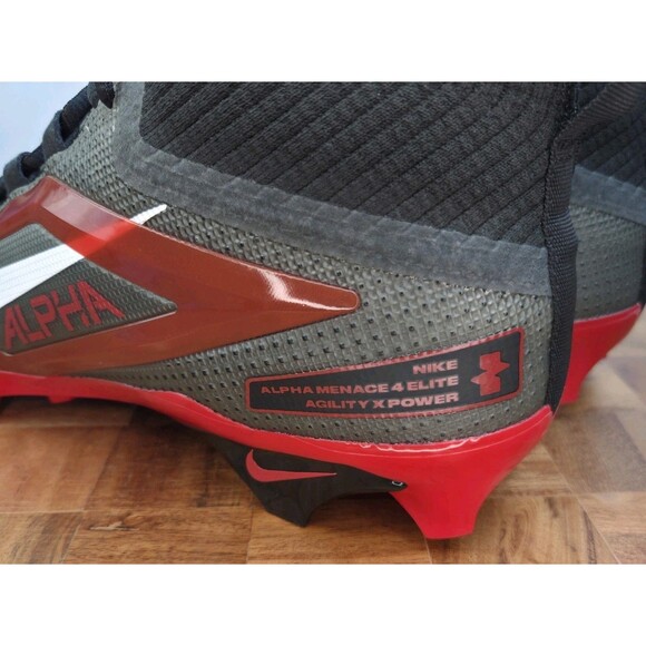 Nike Football Cleats Men\'s Size 11.5 Black Red Alpha Menace Elite 4 FZ7701-004